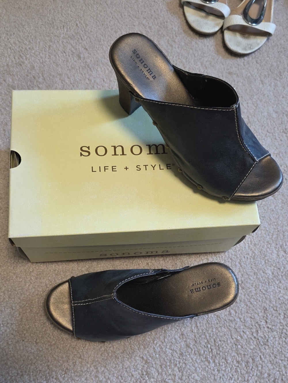 Sonoma Black Open-Toe Slip-On Mule Heels